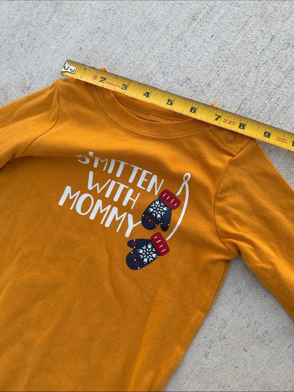 Mustard Long-Sleeve One-Piece Bodysuit with S'mitten with mommy Graphic 24M